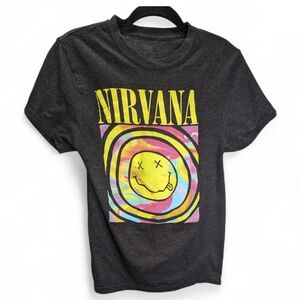 NIRVANA Womens Tee - Black with Colorful Graphic Size M